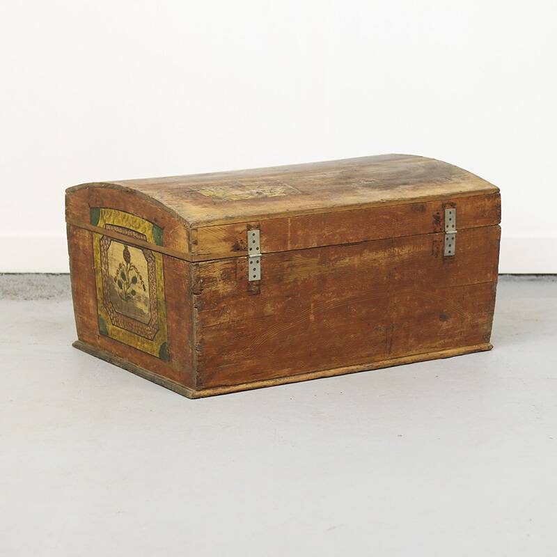 Antique Folk Art Painted bridal chest