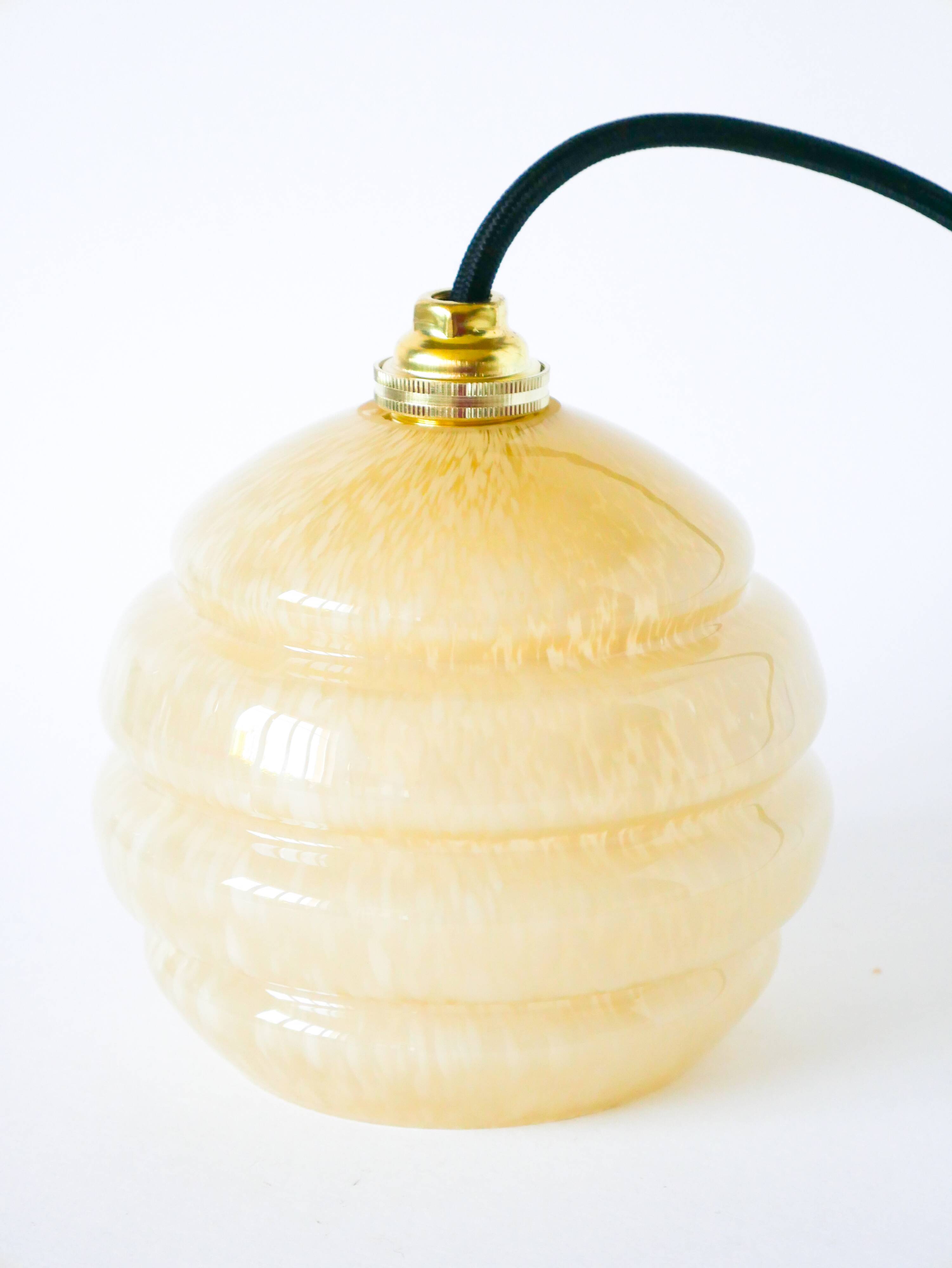 Small glass ball pendant from Clichy, Yellow, 1930
