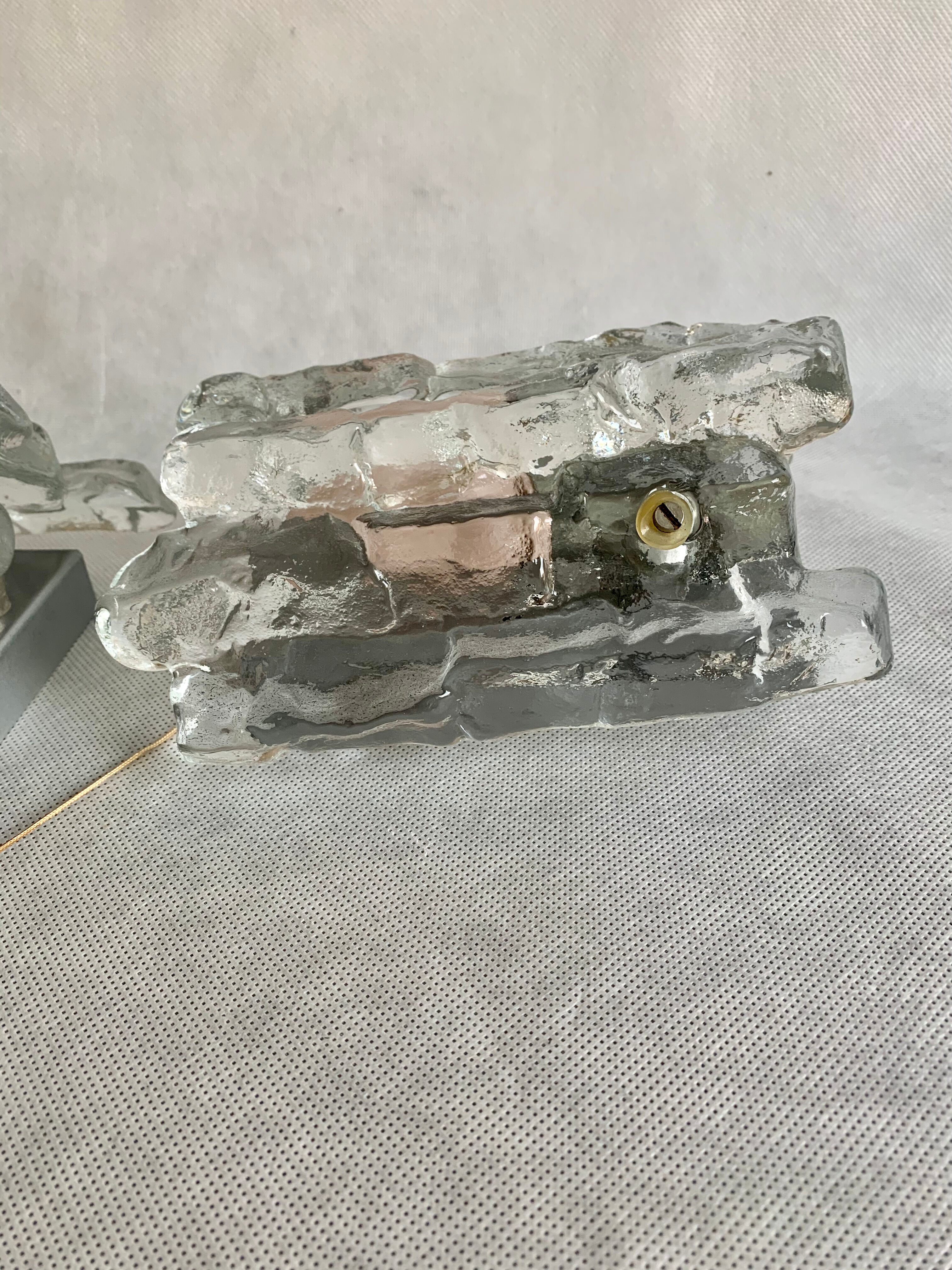 Pair of Ice Glass Wall Sconces  by J.T. Kalmar, Austria