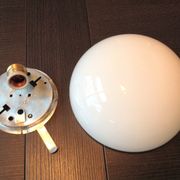 Half moon ceiling lamp in vintage white opaline 60/70s