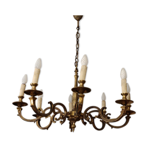 Lustre 8 lampes en bronze