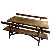 Aranjou dark wood dining table and 2 benches from the 70s/80s ☐ 200 x 89 cm