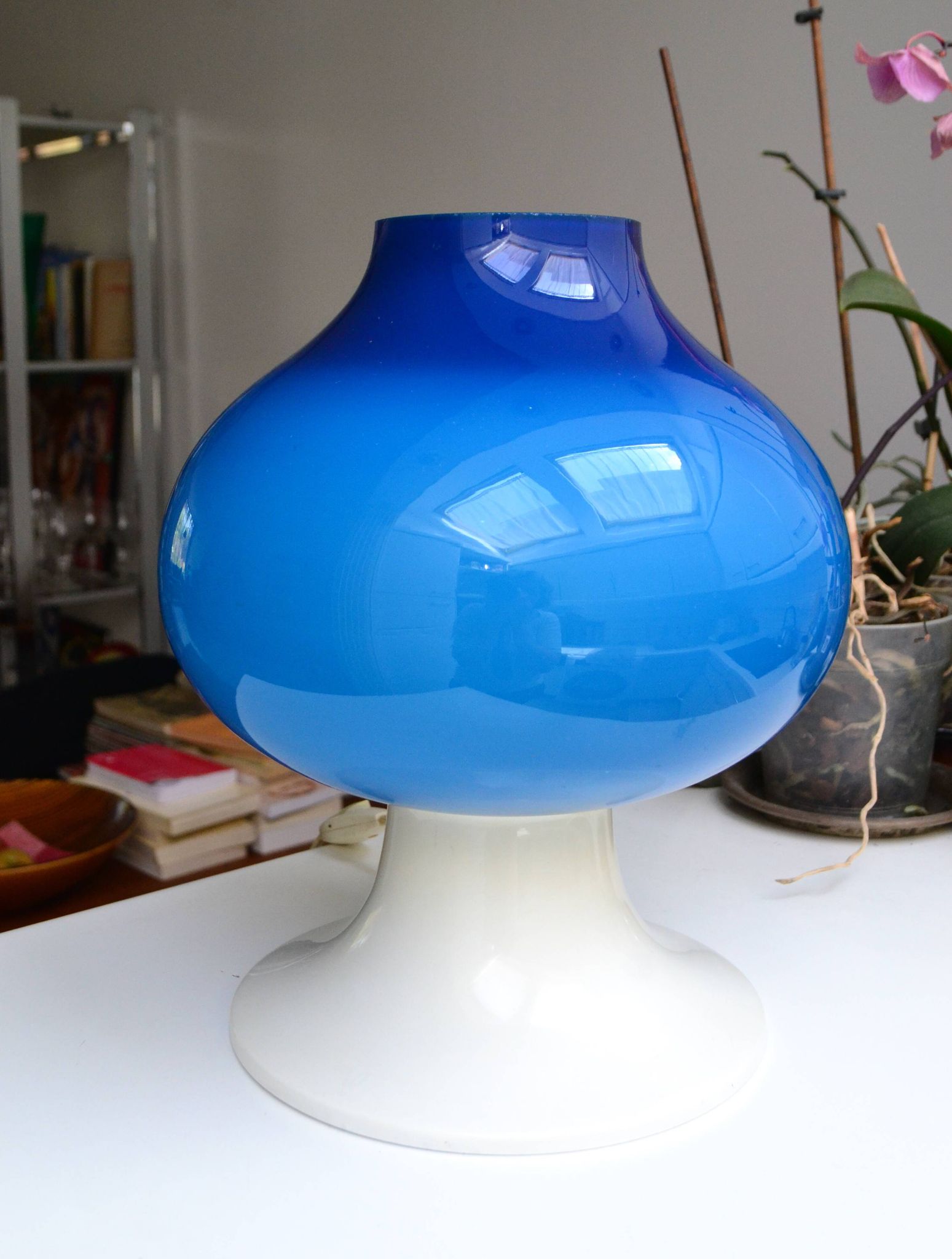 Scandinavian lamp Hans-Agne Jakobsson blue glass 60s