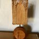 Teak lamp and corn leaf lampshade, circa 1980
