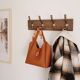 Rustic style wall coat rack – 50 cm – 4 metal hooks – Stained wood