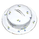 Porcelain bell - butter dish or cheese bell decorated with a cornflower seedling