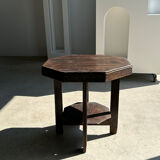 Pedestal table or small octagonal side table quadripod base with modernist spacer