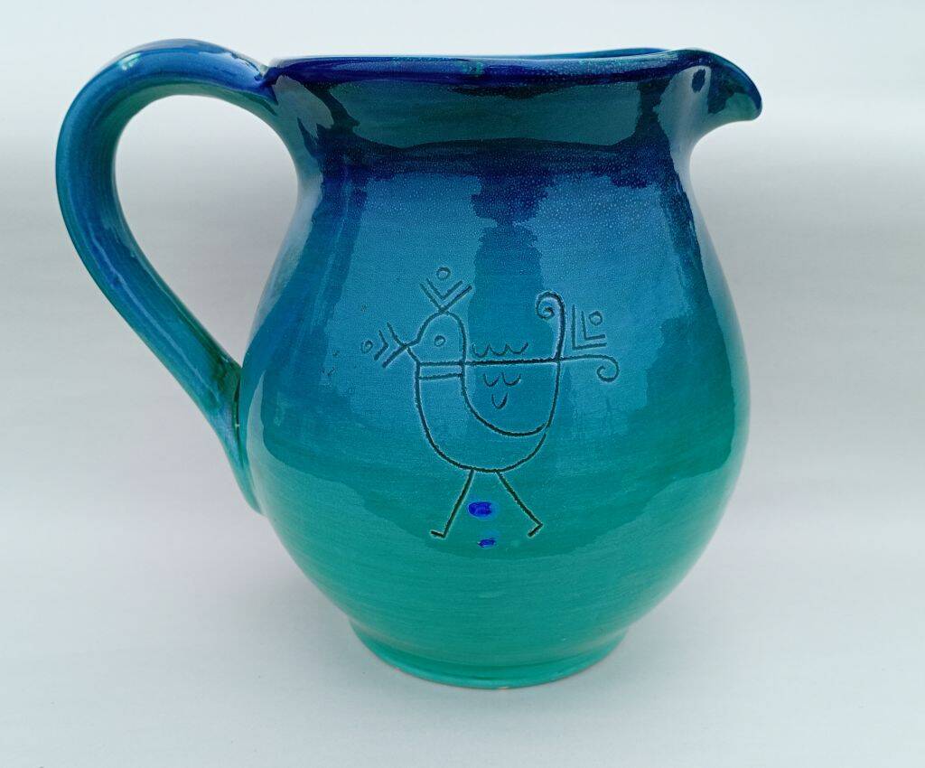 Vintage Mid-Century Ceramic Pitcher in Ombré Style