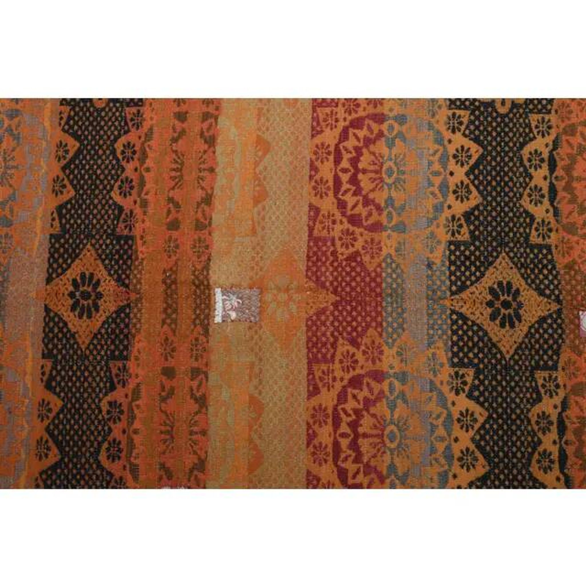 1970s Vintage Turkish Oushak Handmade Wool Cotton Orange Area Rug 182x287