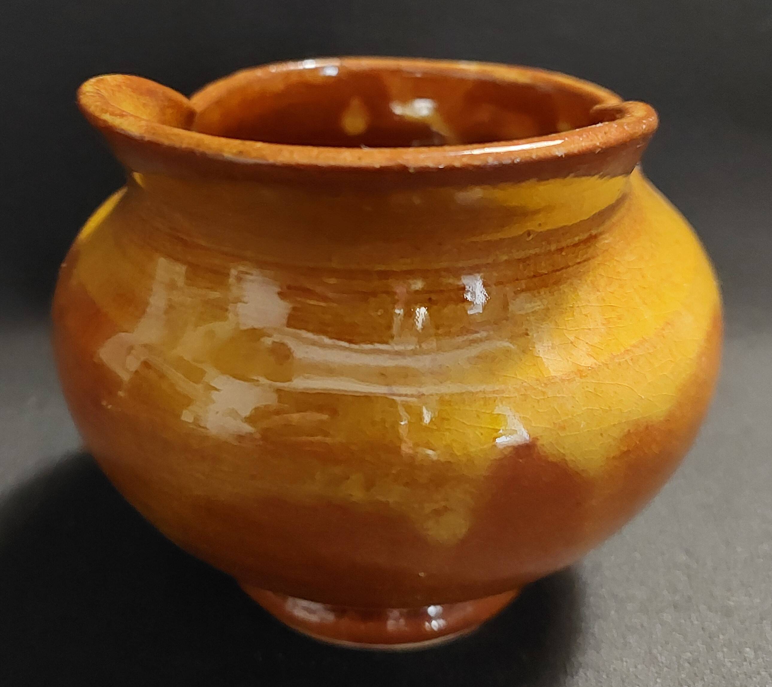 Pot à crème pichet terre cuite vernissée XXème