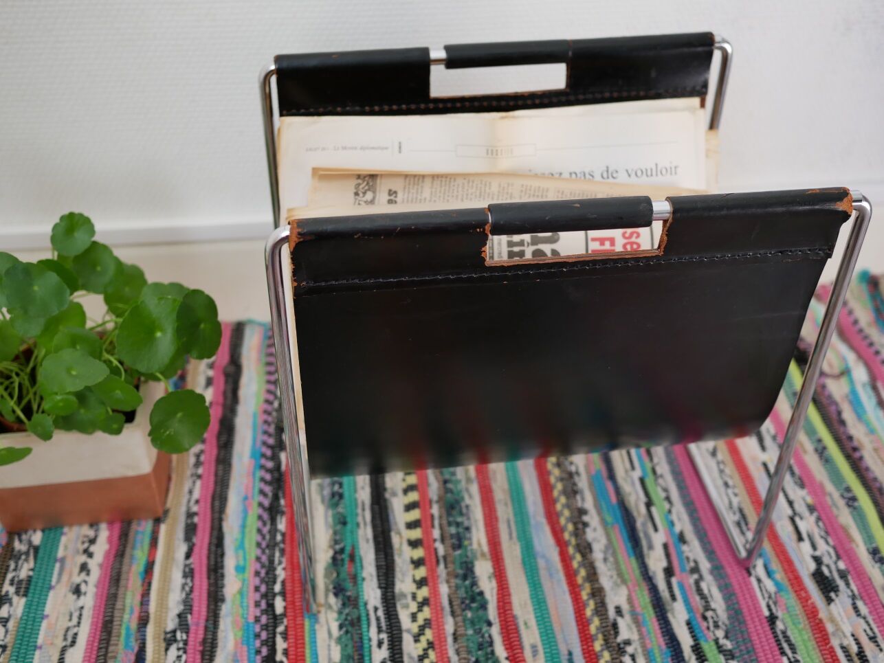 Magazine rack leather made by Brabantia 70 years