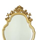 French Gold Leaf Gilded Crested Mirror Baroque Style Facet 84cm