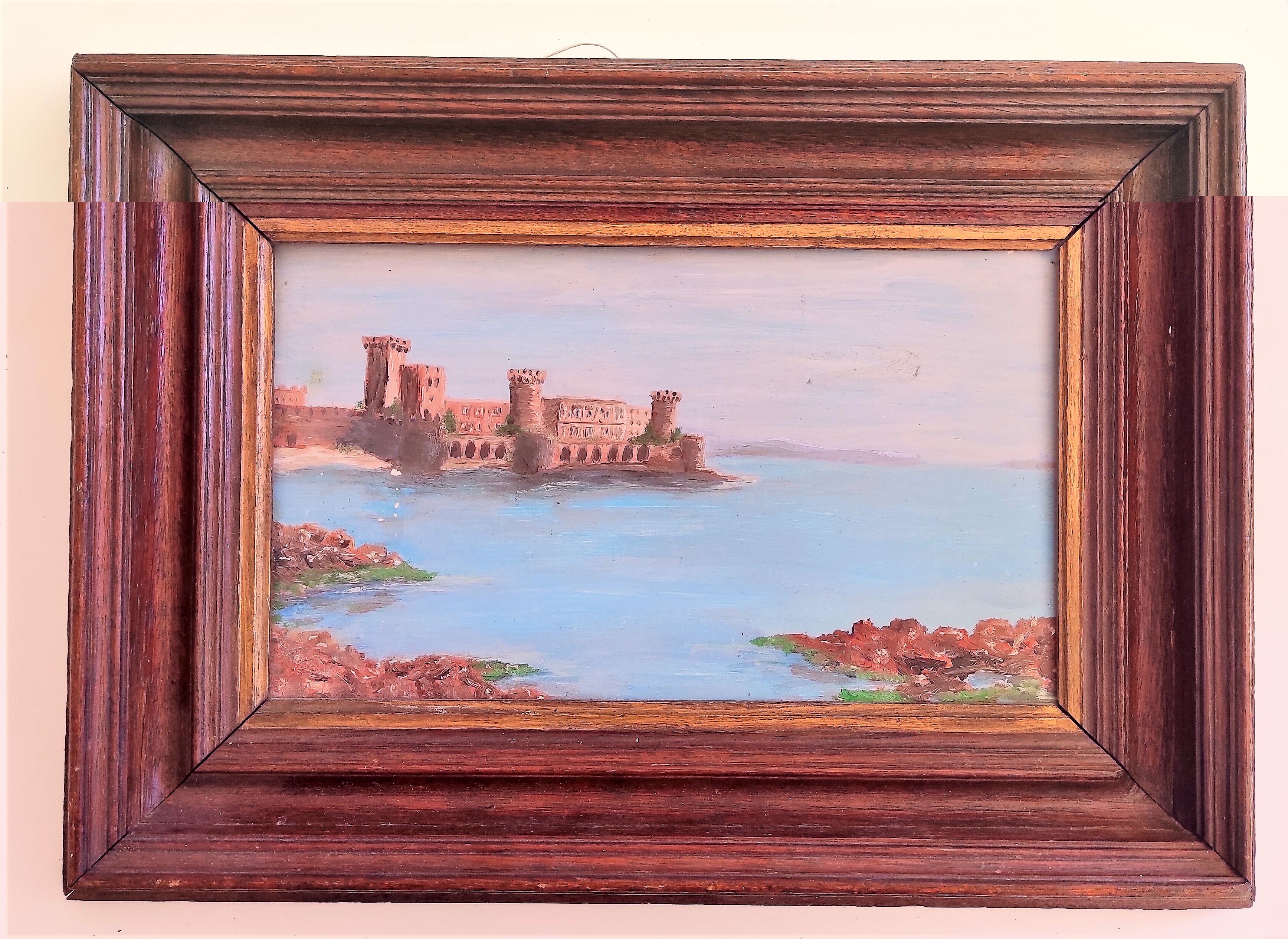 Framed painting painted on unsigned Iborel