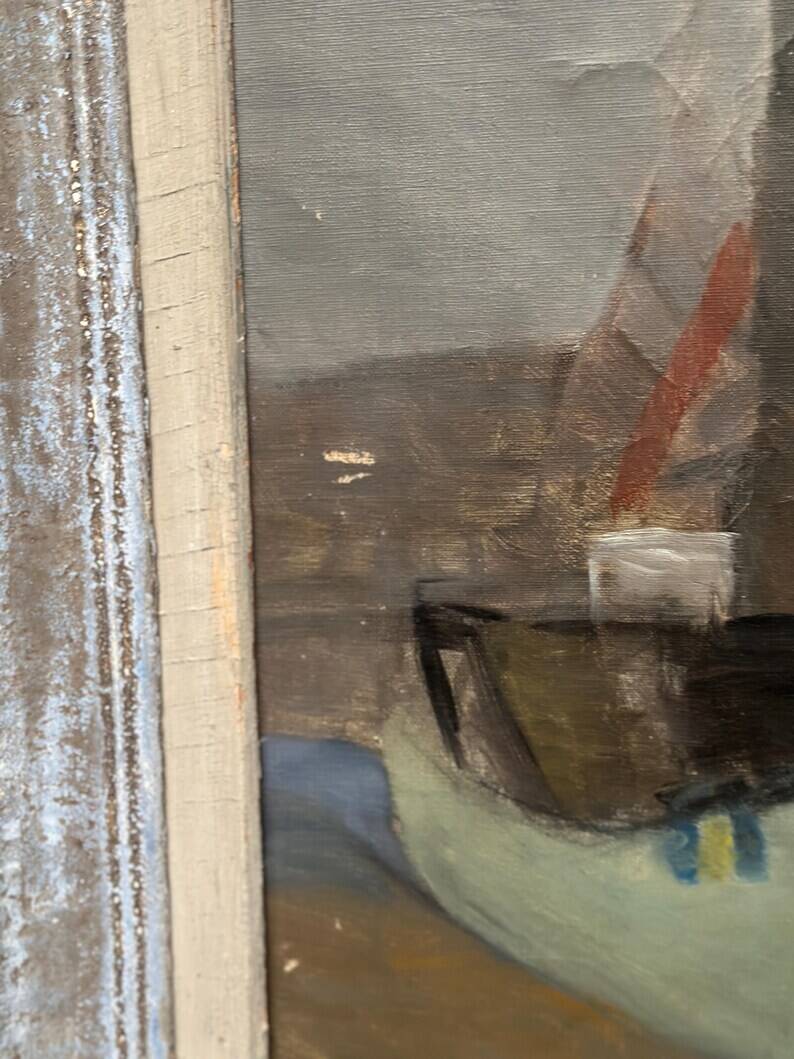 Original Swedish Oil on Canvas – “Motif with Sailboats” by Birgit Forsell (1909–2003) – 1941 – Vintage & Framed – 71.5 × 61.5cm