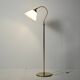 Scandinavian brass floor lamp with curved neck, 1950s