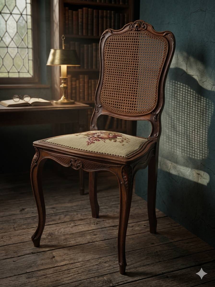 Antique Louis XV style chair in walnut