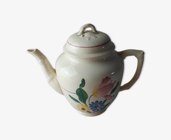 Ancienne cafetière, théière en céramique, décor Selestat, Schlettstadt, de Sarreguemines