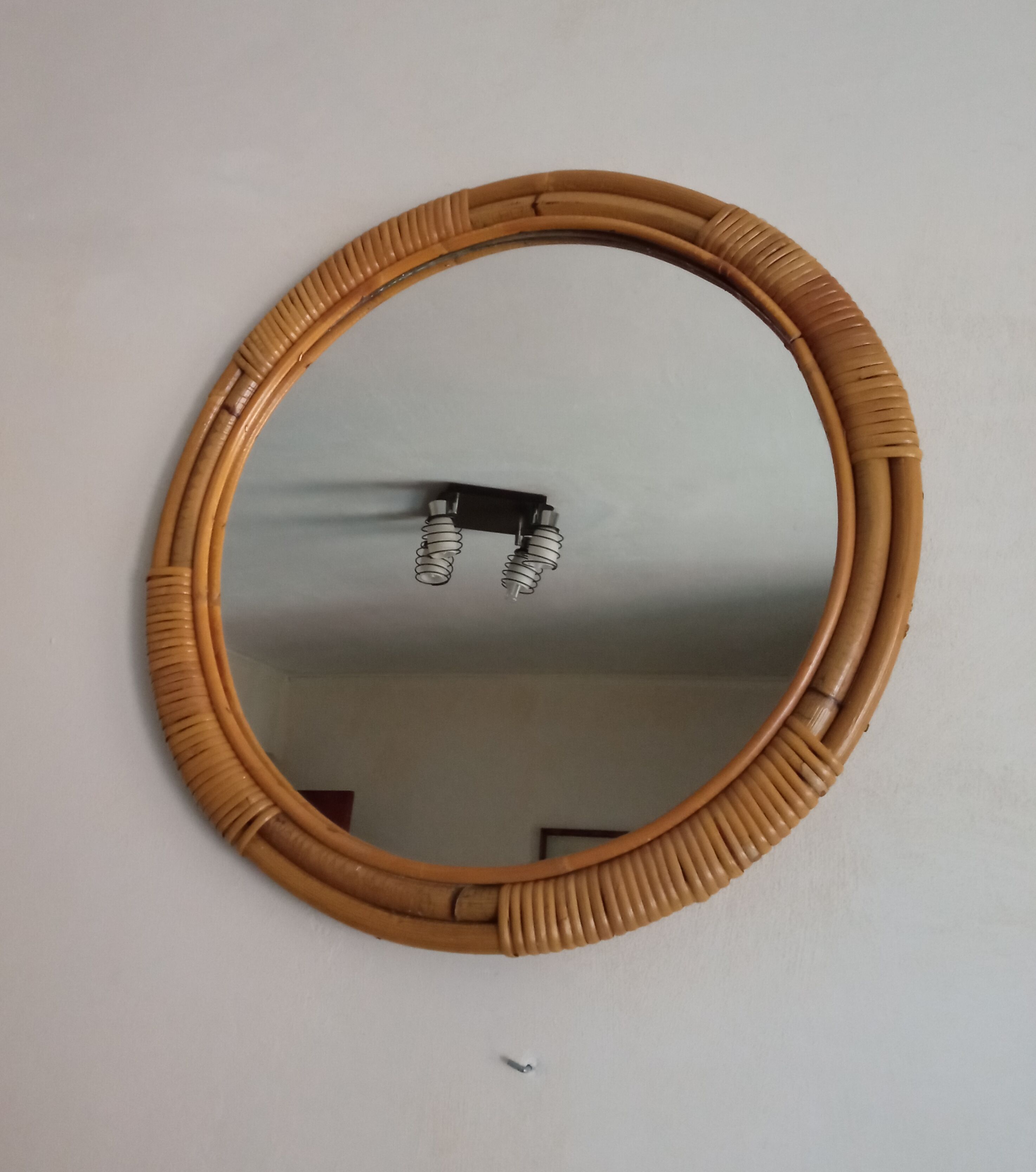 Vintage bamboo mirror 46cm