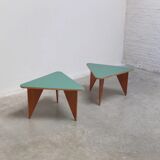 Unique pair of triangular coffee or side tables, 1960s