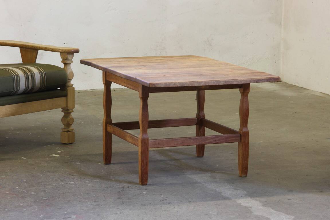 1960s mid-century brutalist Danish coffee table in oak attributed to Kjærnulf