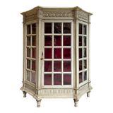 Napoleon III Period Display Cabinet in Painted Wood with Beveled Tiles in Louis XVI Style