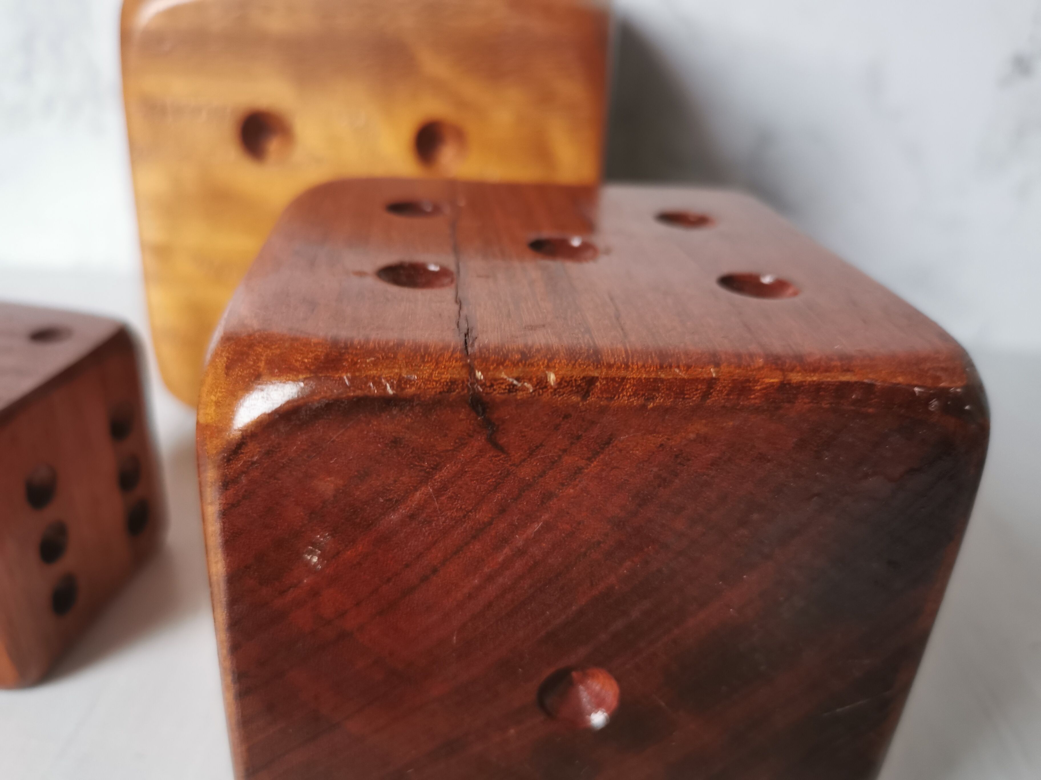Carved wood dice