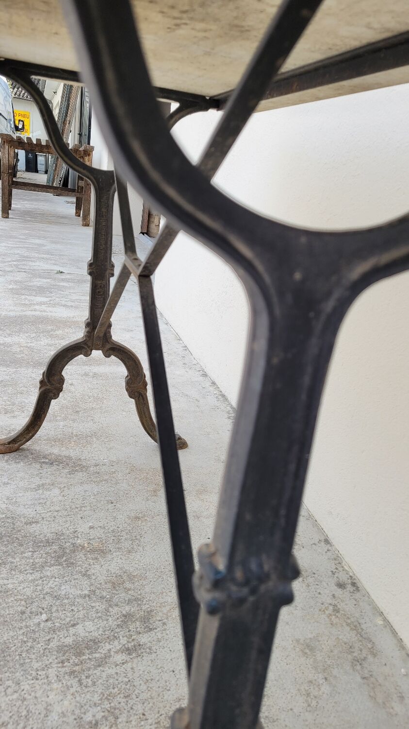 Restaurant bistro table in marble and cast iron signed godin