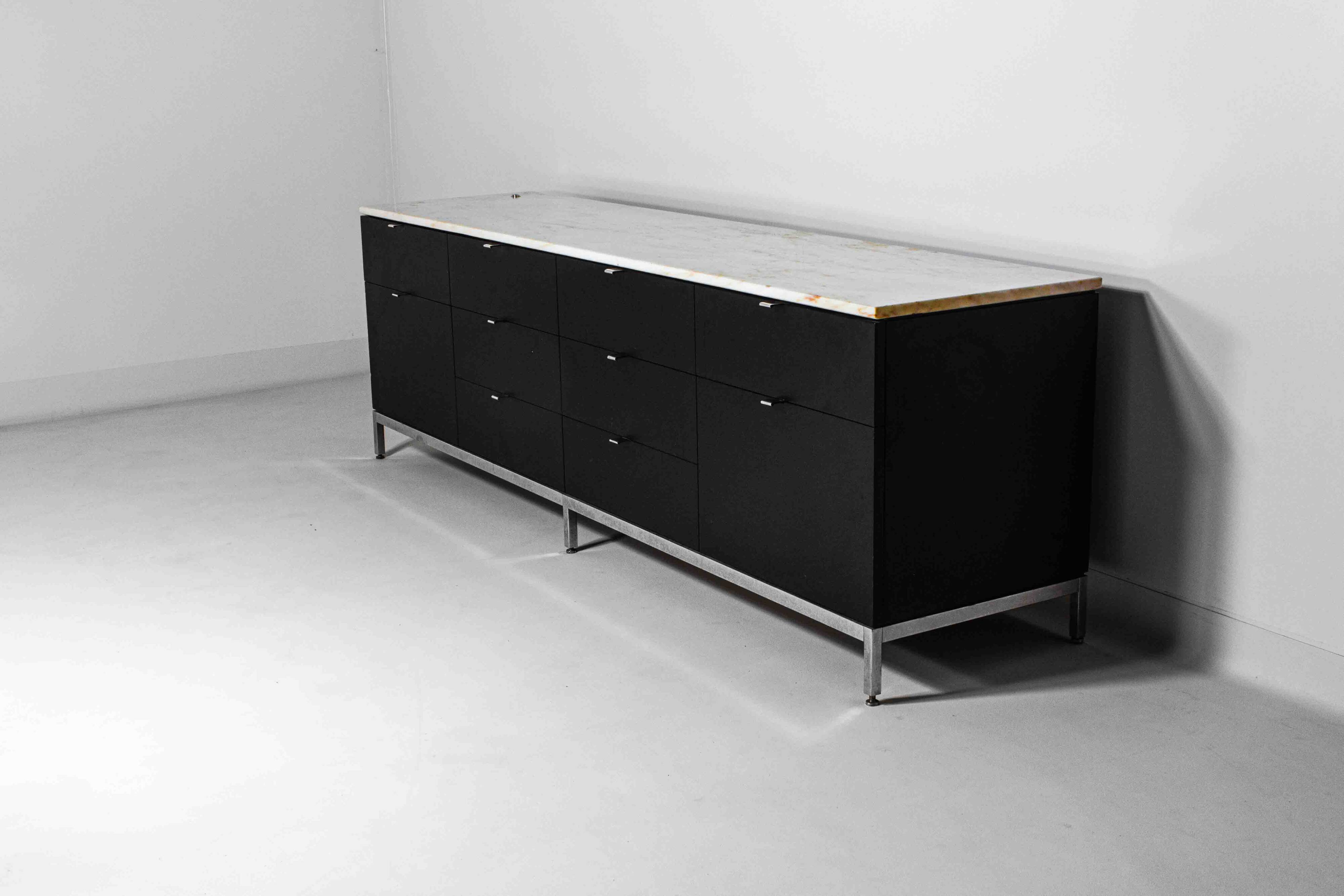 Rare executive sideboard by Florence Knoll in rose aurore marble, 1960s