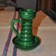 Set vintage en céramique émaillée verte, décor folk hongrois — lot de 3 pièces