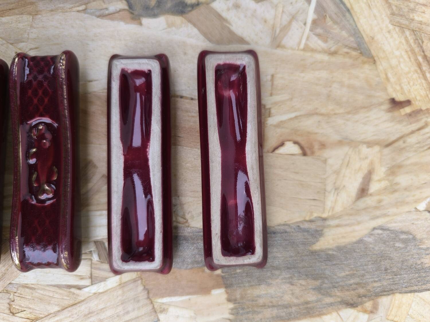 Set of 9 vintage earthenware knife holders