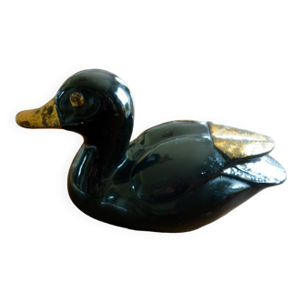 Canard décoratif noir et or vintage