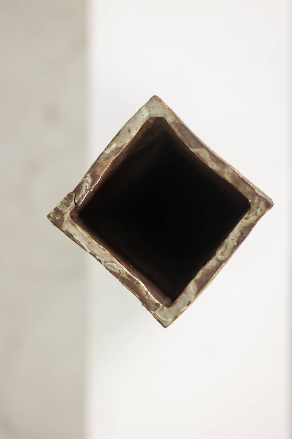 Brutalist stoneware vase with a floral decoration. 1970s.