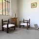 Pair of Dudouyt armchairs from the 1950s, oak.