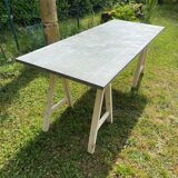 Trestle table, zinc top