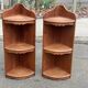 Pair of 19th-century solid wood corner wall shelves.