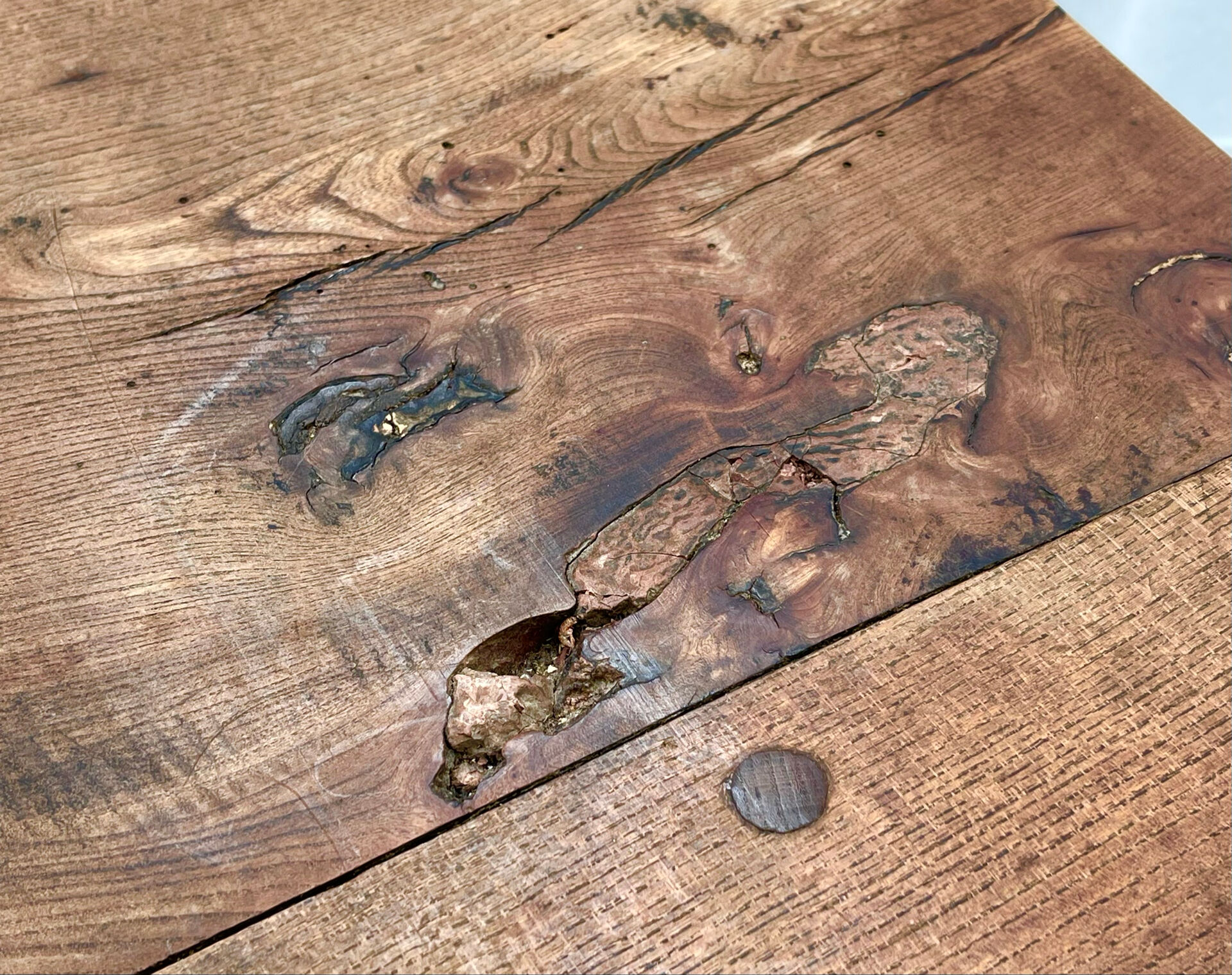 Solid elm farmhouse table