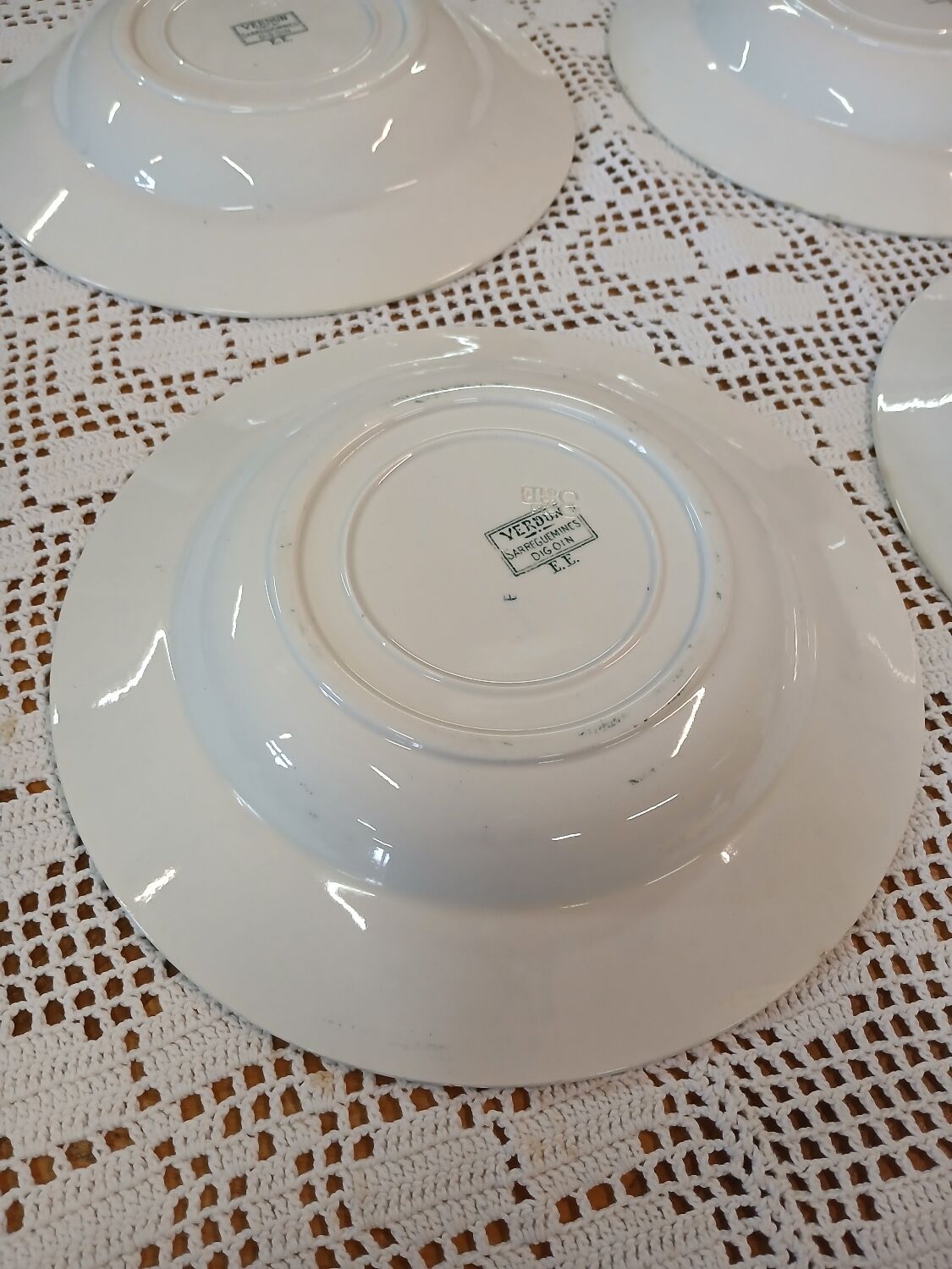 6 antique ironstone soup plates