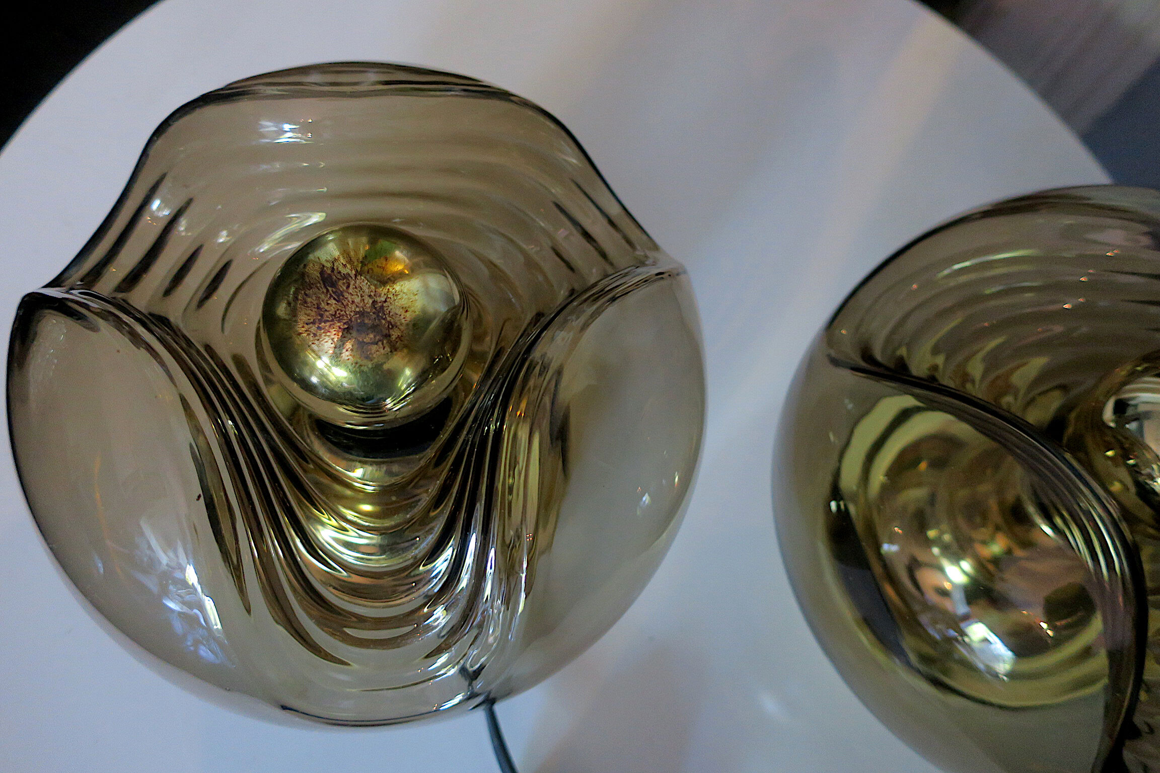 Pair of large wave lights by Koch & Lowy for Peill Putzler 1970s