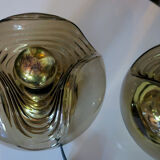 Pair of large wave lights by Koch & Lowy for Peill Putzler 1970s