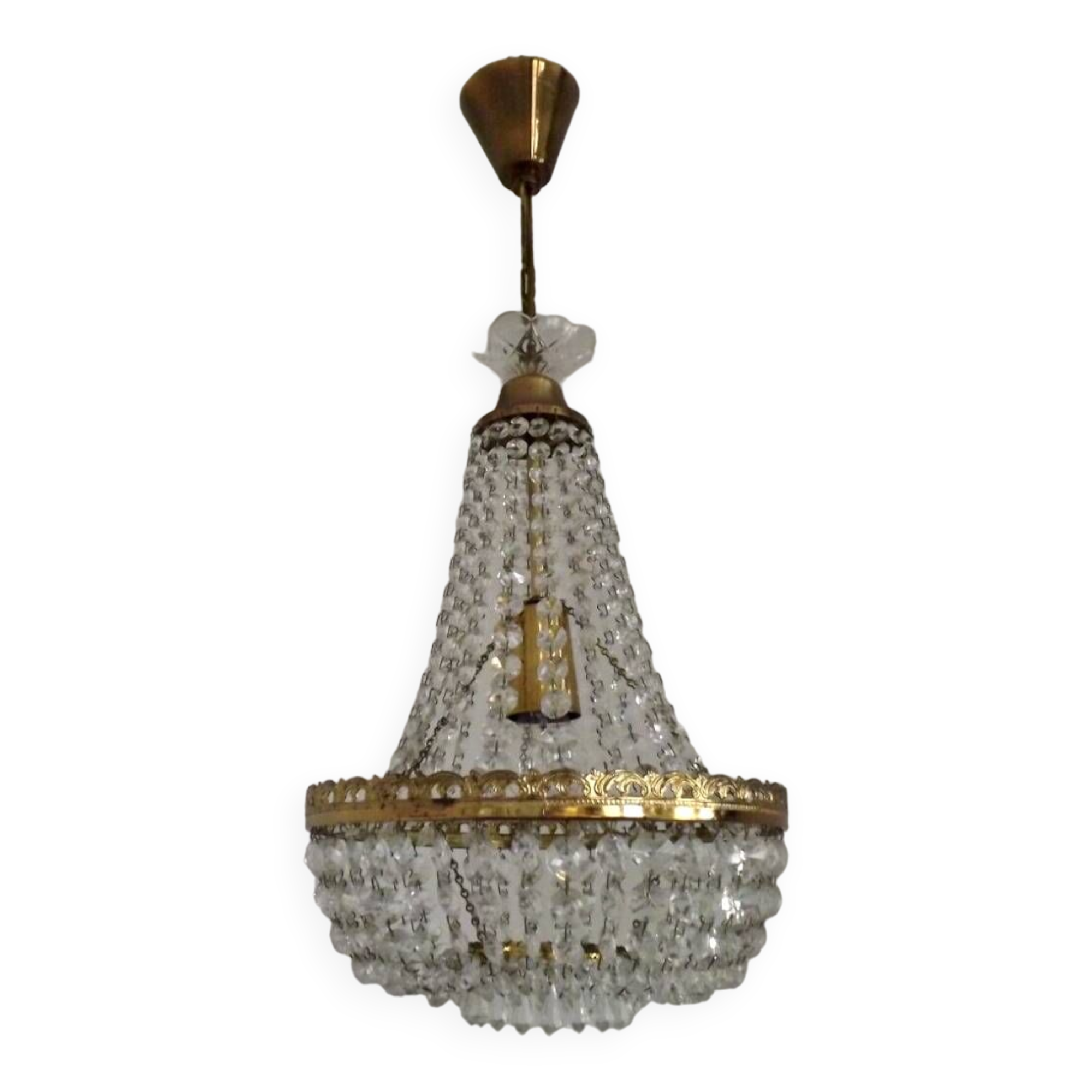 Preciosa Jablonec Czech Crystal & Brass Montgolfier Single Light Chandelier 4550
