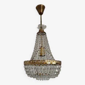 Preciosa Jablonec Czech Crystal & Brass Montgolfier Single Light Chandelier 4550