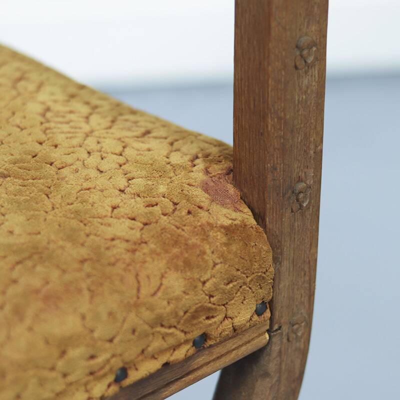 Antique Oak Chair with Gothic and Religious Carvings