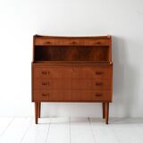 1960s Scandinavian Teak Secretaire with Sculpted Handles