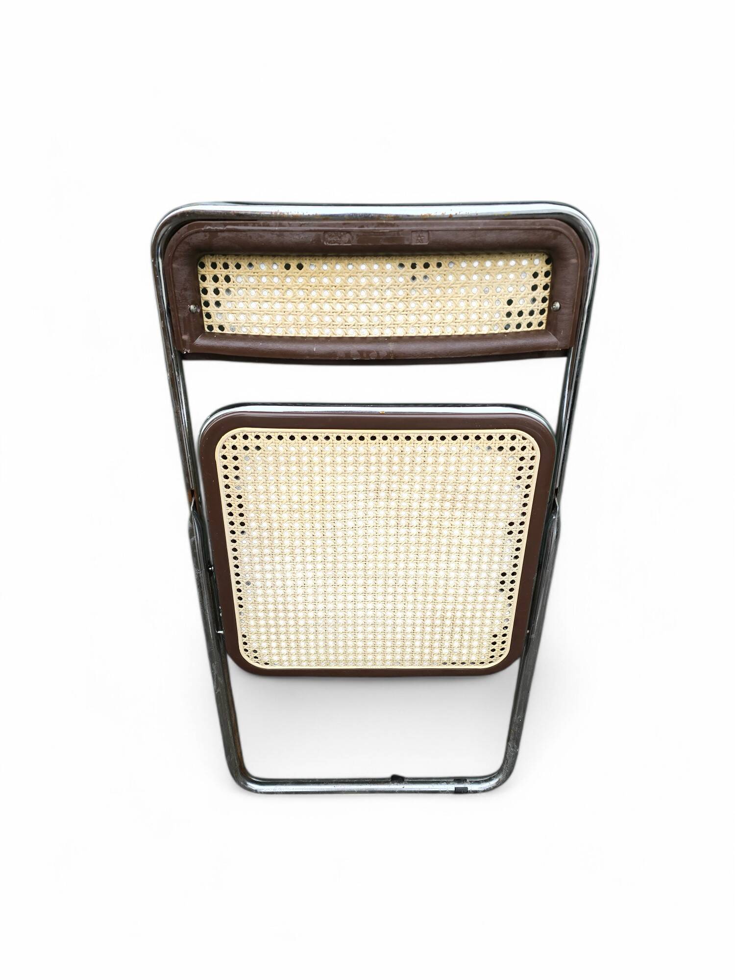 Chrome caned folding chair