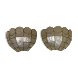 Pair of mother-of-pearl and brass appliques