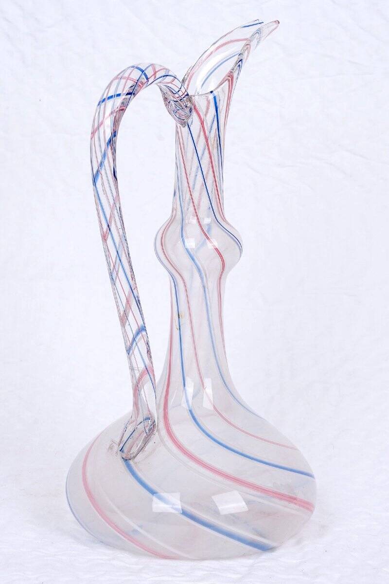 Blown glass ewer - murano - art nouveau - period: early 20th century