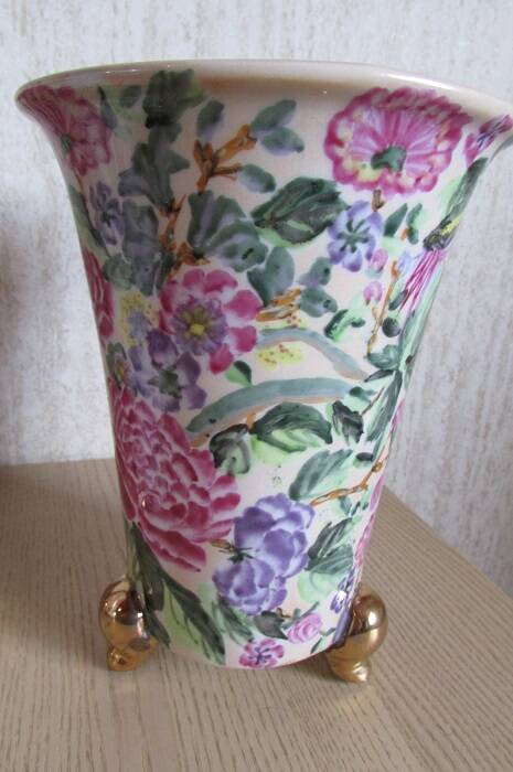Pair of flowered ceramic vases