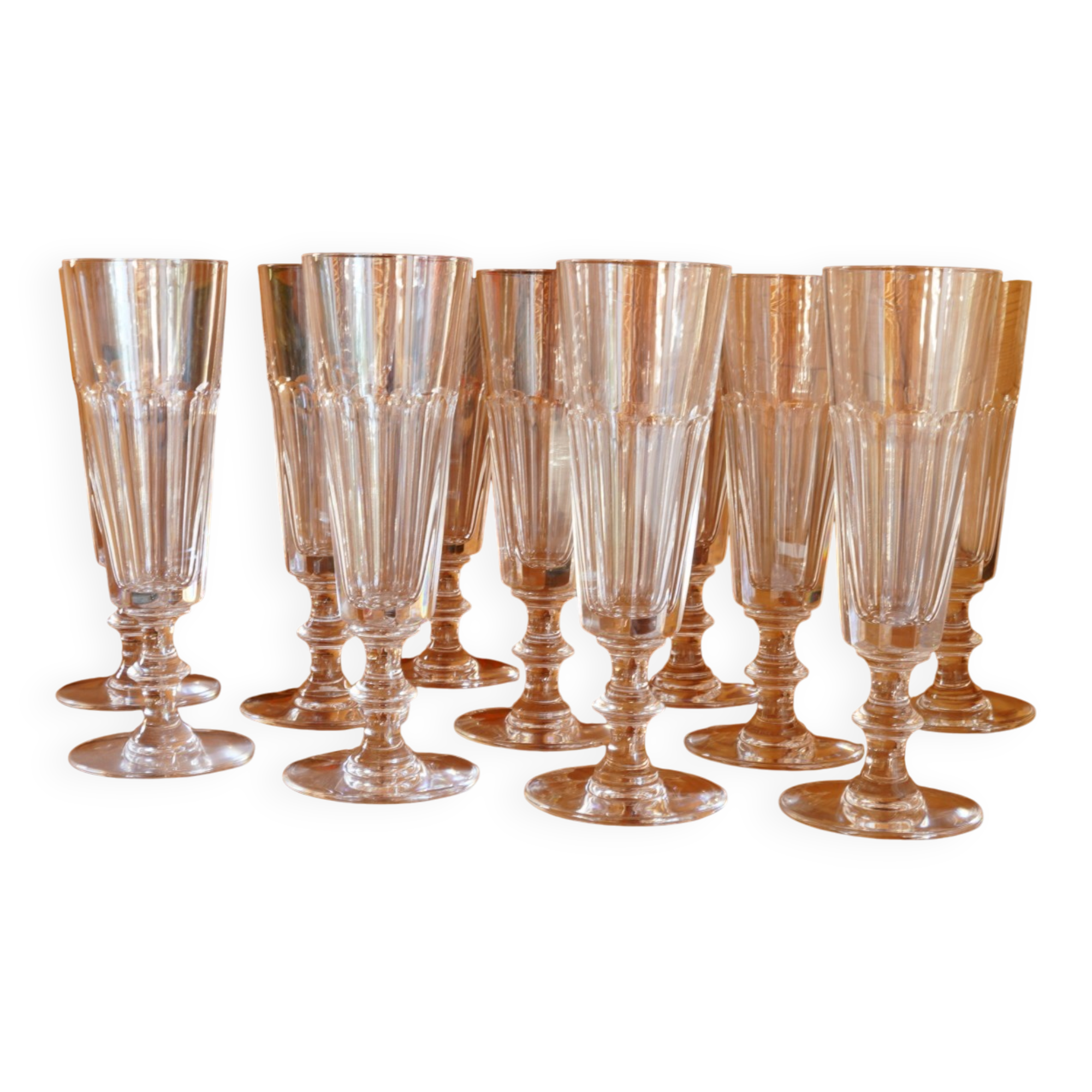 Set of 11 crystal flutes from Saint-Louis - Caton model