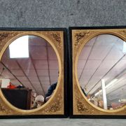 Pair of mirrors in gilded and lacquered wood Napoleon III period around 1880-1900