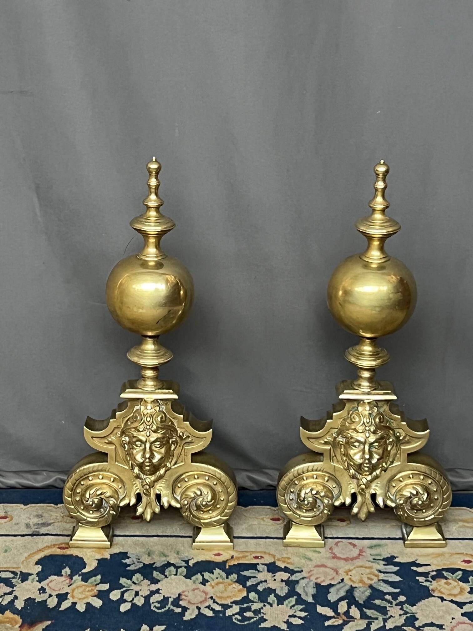 Renaissance style fireplace decorations. Solid bronze.